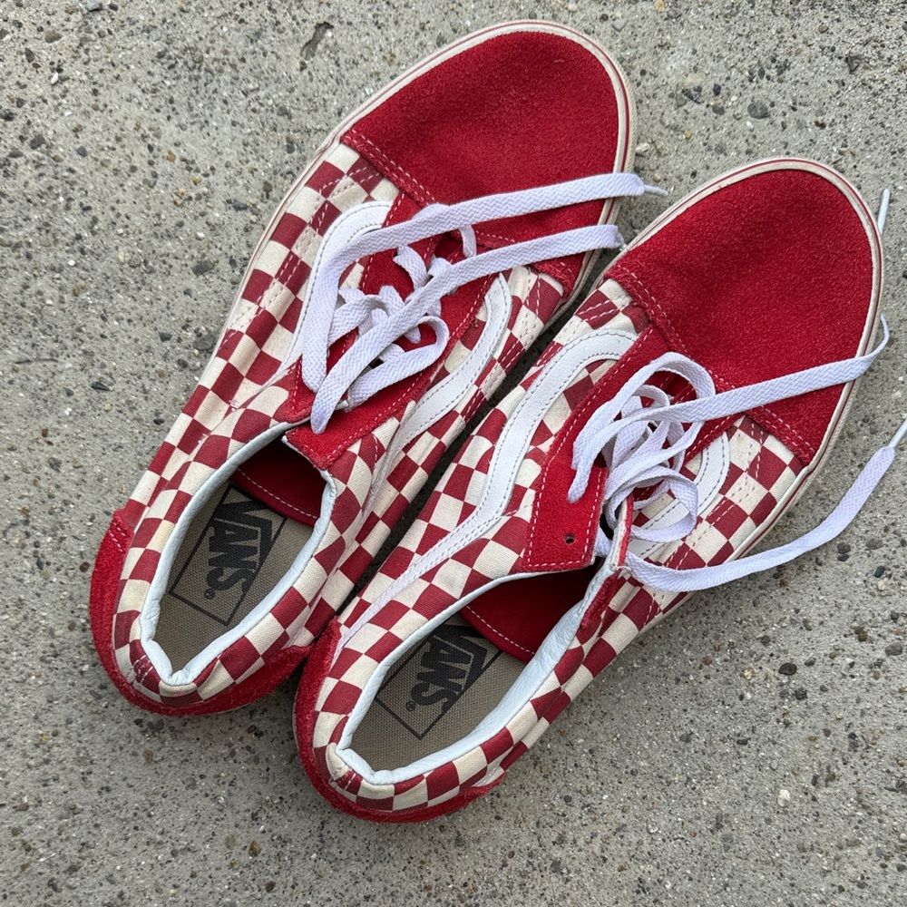 Vans Red and White Checkered Shoes